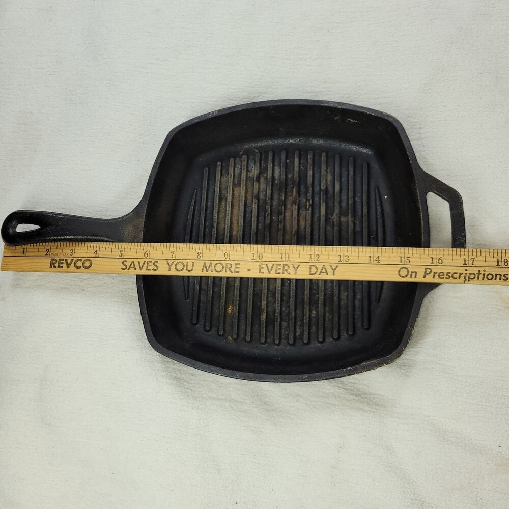 Lodge Pan Cast Iron Square Grill Pans 10 1/2” & Handle USA 289X Kitchen L8SGP - Picture 5 of 15